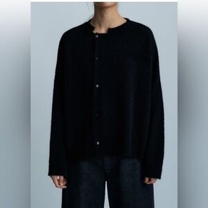 Cordera Baby Alpaca Asymmetric oversized Cardigan, Black O/S